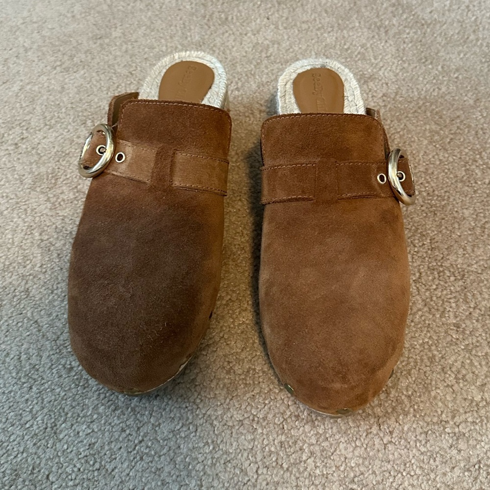 See by Chloe Viviane Clog Brown Suede Slip-On Mules with Buckle worn once!